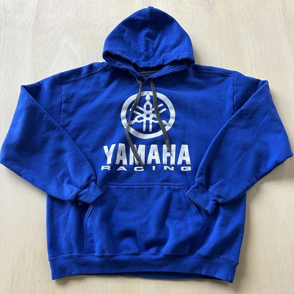 Yamaha Racing Hoodie Sweatshirt Mens Large Blue Motorcycle Moto GP Motocross
